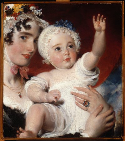 普里西拉（Burscesh）夫人抱着她的儿子（Hon）。乔治·范恩（George Fane），1820年 作者 托马斯·劳伦斯