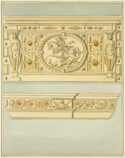 6 Redcliffe Street 的烟囱，1637 年（纸本水彩） 作者 罗伯汉长老托马斯·李森