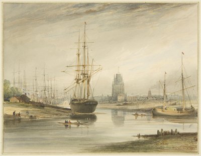 仰望河流，从 Rope Walk and Wapping 下方拍摄，约 1804 年 作者 罗伯汉长老托马斯·李森