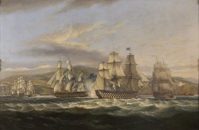 .MS Caledonia和HMS Boyne将法国舰队追赶到土伦 作者 托马斯·鲁尼