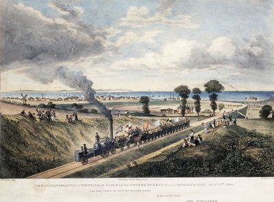 坎特伯雷和惠特斯特布尔铁路从教堂街的景色，摄于开放日，1830年5月3日，c。 1830年 作者 托马斯·曼·拜恩斯