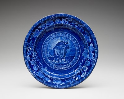 盘子c。 1826-1835（带转移打印的铅釉陶器） 作者 托马斯·梅耶（Thomas Mayer）