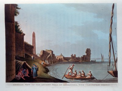 亚历山德里亚古城墙的外景，有埃及艳后针，1802年。 作者 托马斯·米尔顿