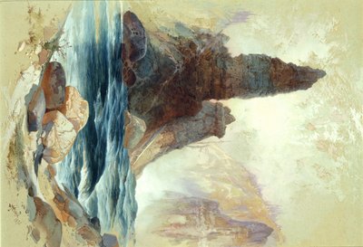 黄石公园塔形瀑布上方，1872年。 作者 托马斯·莫兰