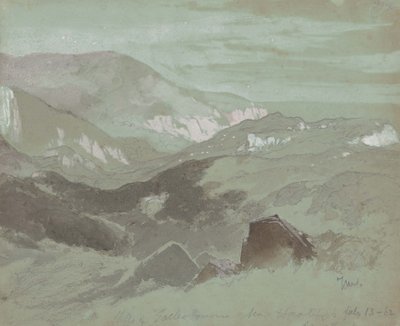 1862年黑斯廷斯附近的Ecclesbourne悬崖（灰色编织纸上的石墨） 作者 托马斯·莫兰