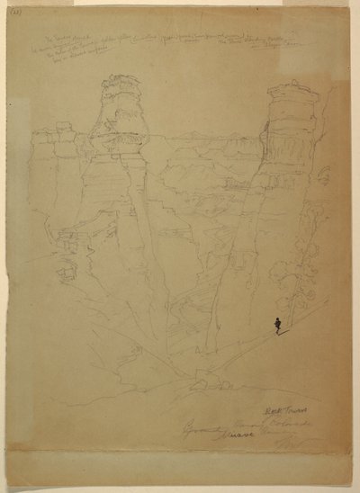 绘图，科罗拉多州穆阿夫峡谷的岩石塔，1873 年 作者 托马斯·莫兰