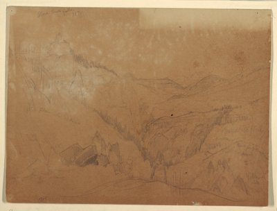绘图，黄石公园，塔瀑布上方，1871 年 作者 托马斯·莫兰
