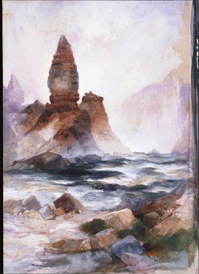 塔瀑布和硫磺岩，黄石 作者 托马斯·莫兰
