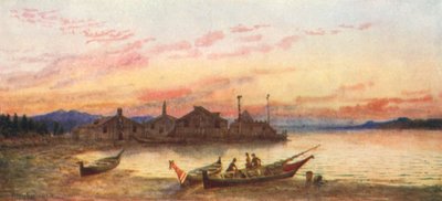 太平洋海岸西瓦什村（彩色石版画） 作者 Thomas Mower Martin