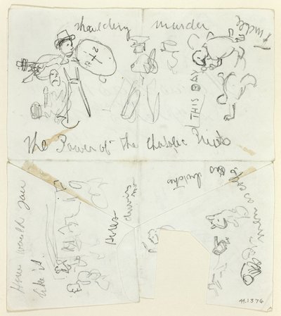 素描纸：天主教神父的权力（正面）；素描纸（背面） 作者 Thomas Nast