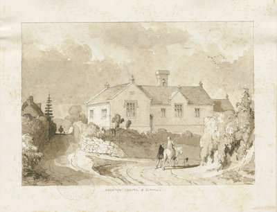 克罗斯登 - 教堂和学校：棕褐色水洗图，nd [1817-1845]（图画） 作者 托马斯·佩普洛伍德