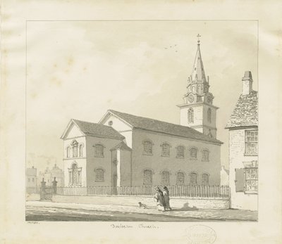 达拉斯顿教堂：棕褐色素描，1836年 作者 托马斯·佩普洛伍德