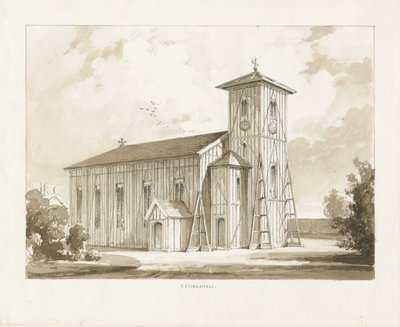 Ettingshall教堂：棕褐色水墨画，1841年 作者 托马斯·佩普洛伍德