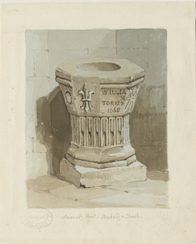 Penkridge教堂中的字体：水彩画，nd [c 1836]（绘画） 作者 托马斯·佩普洛伍德