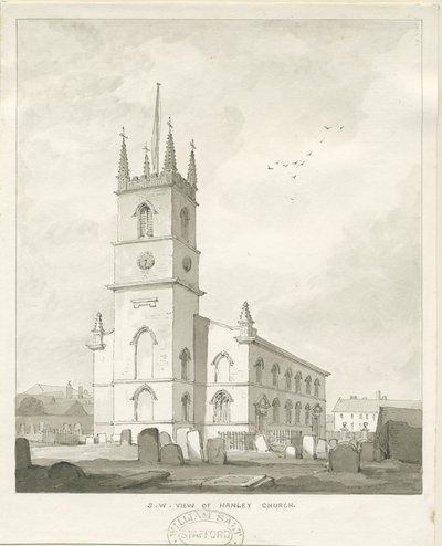 汉利教堂（Hanley Church）：棕褐色绘图，nd [？1838]（绘图） 作者 托马斯·佩普洛伍德