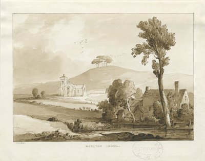 摩顿教堂：棕褐色水墨画，1838年 作者 托马斯·佩普洛伍德