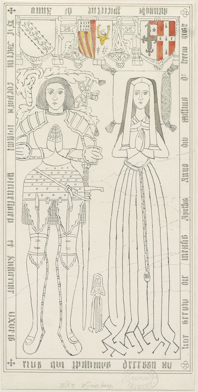 彭克里奇教堂-威廉·威恩斯伯里墓：钢笔和墨水绘画，nd [1842-1845]（绘画） 作者 托马斯·佩普洛伍德