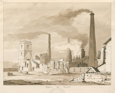 蒂普顿老教堂：棕褐色水墨画，1837年 作者 托马斯·佩普洛伍德