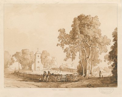 蒂克斯教堂（Tixall Church）：棕褐色绘图，1837年 作者 托马斯·佩普洛伍德
