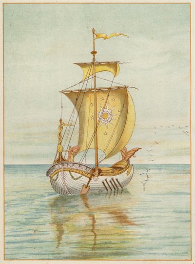 珀尔修斯和仙女座漂浮（彩色石版画） 作者 托马斯·拉尔夫·斯彭斯
