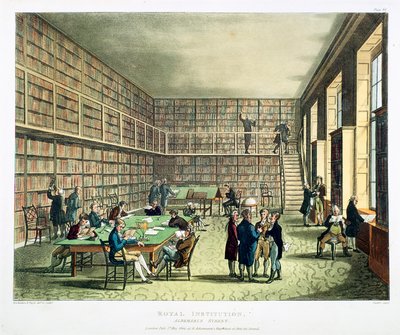 皇家学会图书馆，伦敦阿尔伯马尔街，1808-1811年 作者 托马斯·罗兰森，奥古斯都·查尔斯·普金