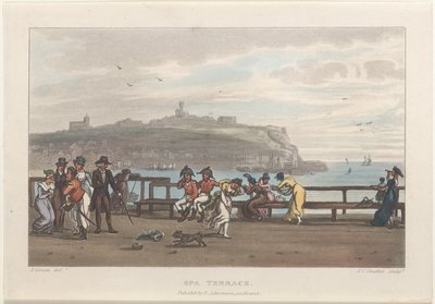 温泉台，摘自斯卡伯勒的诗意素描，1813年。创作者：Thomas Rowlandson, Joseph Constantine Stadler, J. Bluck. 作者 托马斯·罗兰森、约瑟夫·康斯坦丁·斯塔德勒、J Bluck