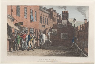 邮局，摘自《斯卡伯勒诗篇》，1813年。创作者：Thomas Rowlandson, Joseph Constantine Stadler, J. Bluck. 作者 托马斯·罗兰森、约瑟夫·康斯坦丁·斯塔德勒、J Bluck