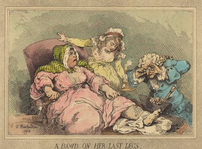 1792年她最后一条腿上的笨蛋（手工蚀刻和aquatint） 作者 托马斯·罗兰森