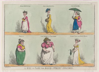 A Bill of Fare for Bond Street Epicures!, October 25, 1808., October 25, 1808. 作者 托马斯·罗兰森