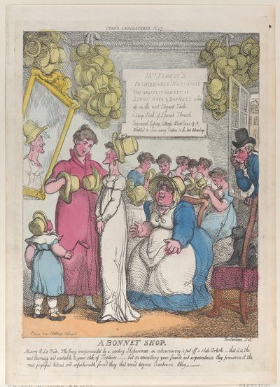 A Bonnet Shop, May 15, 1810., May 15, 1810. 作者 托马斯·罗兰森