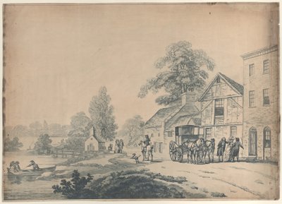一家旅馆外的马车，1785-90. 作者 托马斯·罗兰森