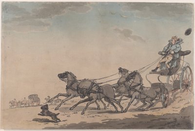 A Four-in-Hand, or The Runaway Carriage, 1791-93. , 1791-93. 作者 托马斯·罗兰森
