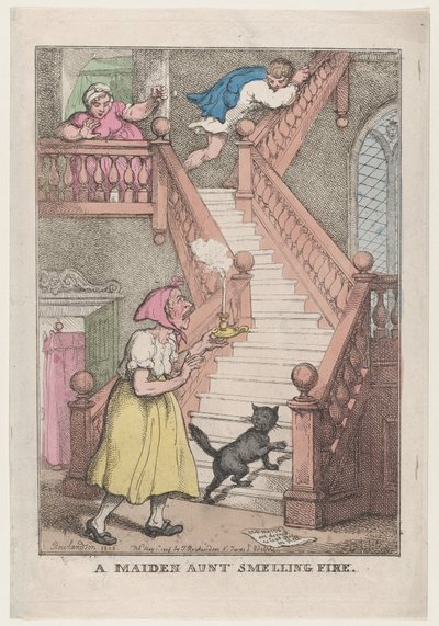 A Maiden Aunt Smelling Fire, May 4, 1806., May 4, 1806. 作者 托马斯·罗兰森
