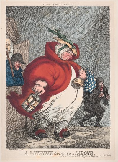 A Midwife Going to a Labour, February 12, 1811. , 1811年2月12日。 作者 托马斯·罗兰森