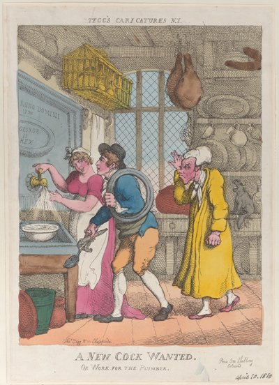 A New Cock Wanted, or Work for the Plumber, April 20, 1810. , April 20, 1810. 作者 托马斯·罗兰森