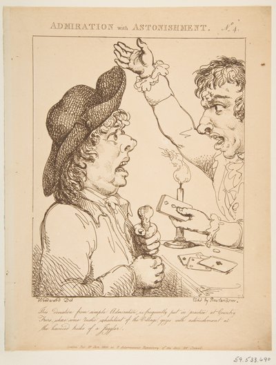 惊叹于Le Brun的崇拜或激情的讽刺画，1800年1月21日。 作者 托马斯·罗兰森
