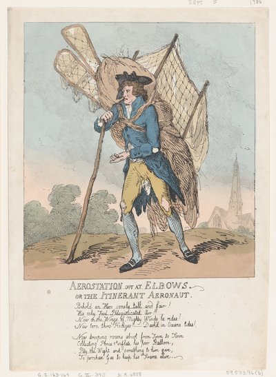 Aerostation out at Elbows, or The Itinerant Aeronaut, September 5, 1785., September 5, 1785. 作者 托马斯·罗兰森