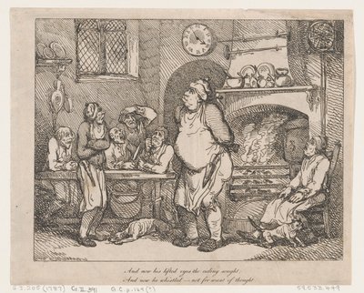 现在他抬起的眼睛在天花板上寻找......，1787年，1787年。 作者 托马斯·罗兰森