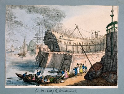 伦敦黑墙的布伦瑞克码头，1806年 作者 托马斯·罗兰森