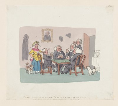 Christmas Academics Playing a Rubber at Whist, April 1, 1803., April 1, 1803. 作者 托马斯·罗兰森