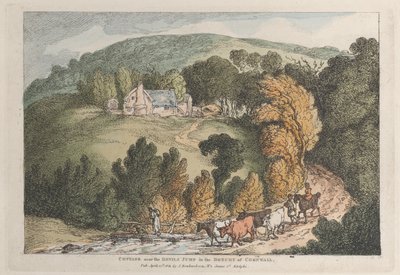 康沃尔郡荷兰人的魔鬼跳附近的小屋，来自康沃尔郡的观点，1812年4月12日。 作者 托马斯·罗兰森