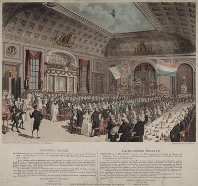 晚宴庆祝荷兰从法国解放，伦敦市酒馆，Bishopsgate，1814年（aquatint） 作者 托马斯·罗兰森
