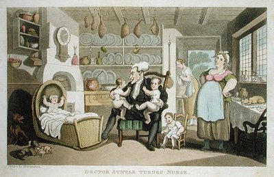 Syntax医生变成了护士，摘自《Syntax医生寻找风景的旅行》，作者William Combe，1812年出版（水印）。 作者 托马斯·罗兰森