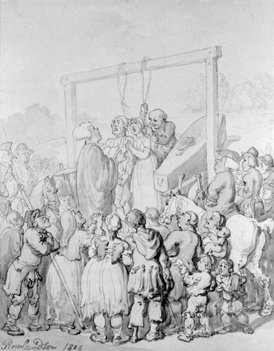 在泰伯恩被处决，1803年 作者 Thomas Rowlandson