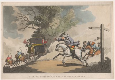 Filial Affection, or a Trip to Gretna Green, December 15, 1785., 12月15日。 作者 托马斯·罗兰森