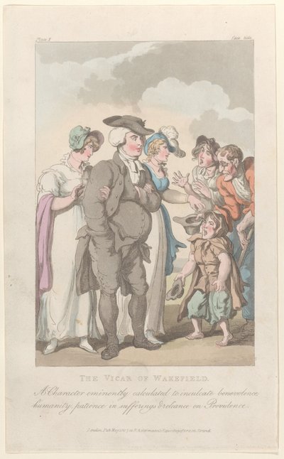 正面插图：威克菲尔德的牧师，出自《威克菲尔德的牧师》，1817年5月1日。 作者 托马斯·罗兰森
