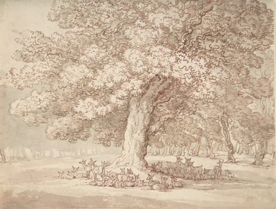橡树下的鹿群，1775-1827。 作者 托马斯·罗兰森