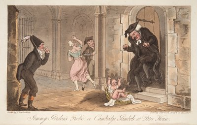 Jemmy Gordons Frolic，或Peter House的Cambridge Gambols，来自The English Spy，pub。 1824年（手工彩色雕刻） 作者 托马斯·罗兰森