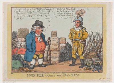 John Bull Arming The Spaniards, October 3, 1808. 作者 托马斯·罗兰森