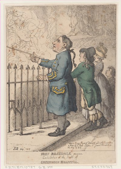 John Rosedale Mariner，格林威治医院大厅的参展者，1807年4月26日。, April 26, 1807. 作者 托马斯·罗兰森